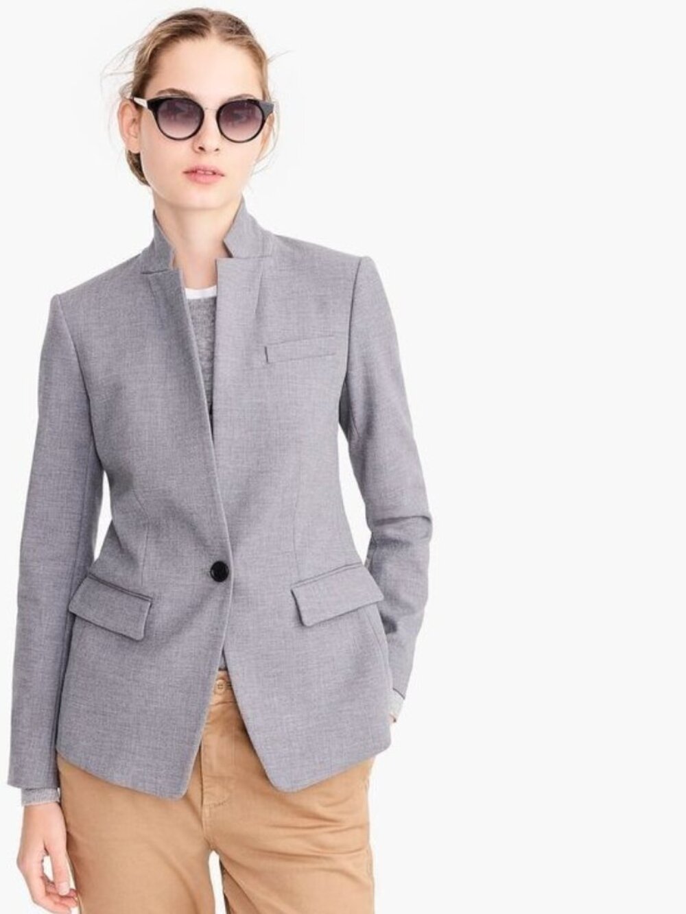 NWT J.Crew Regent Blazer in Heather Graphite Gray Four Season Stretch Jacket 16
